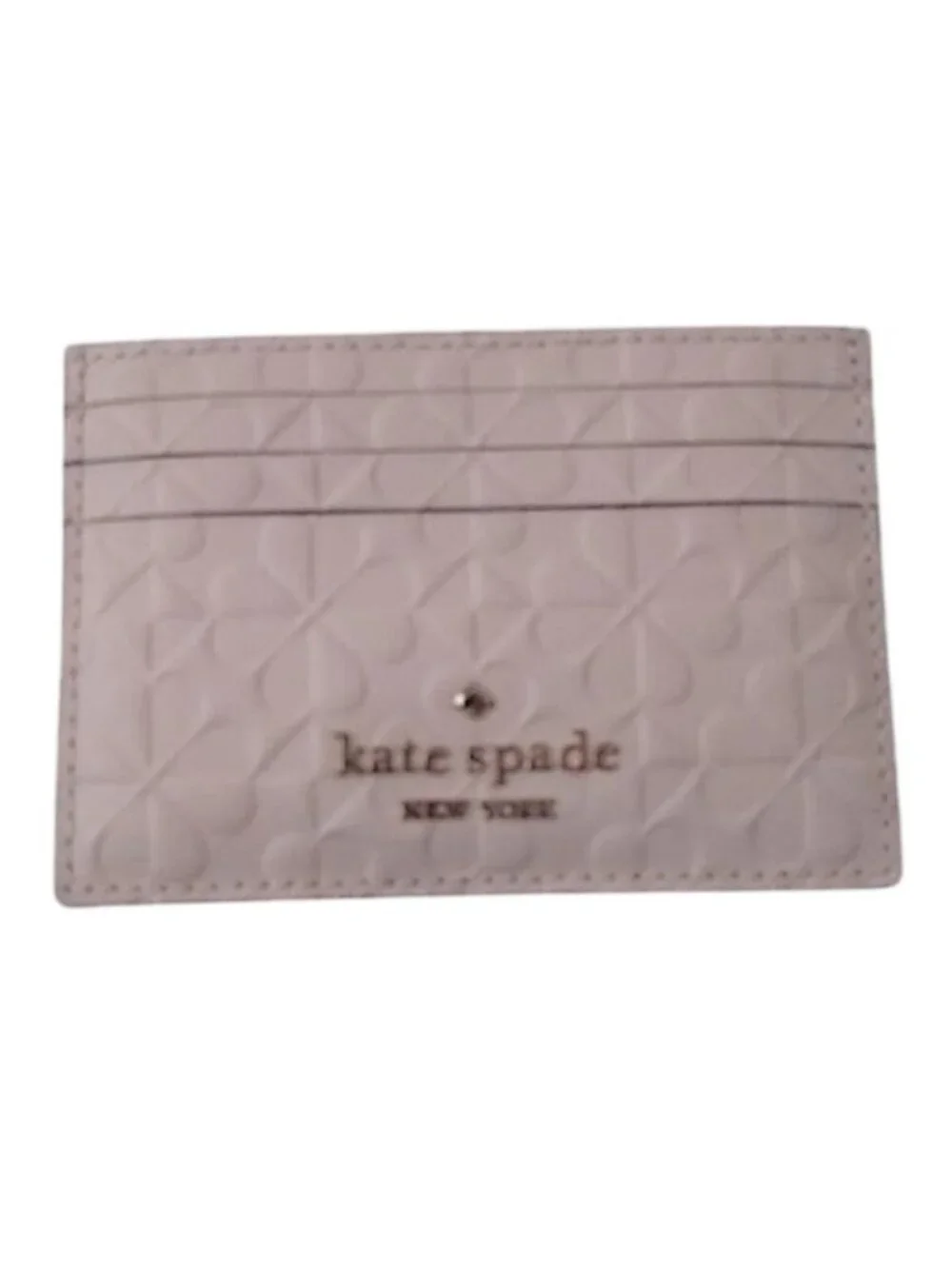 Kate Spade NY Hallie Clover Embossed Small Slim Card Case, Peachpuff